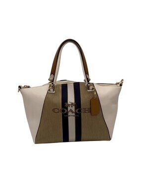 Coach Jacquard Fabric And Pebbled Leather 2Way Satchel